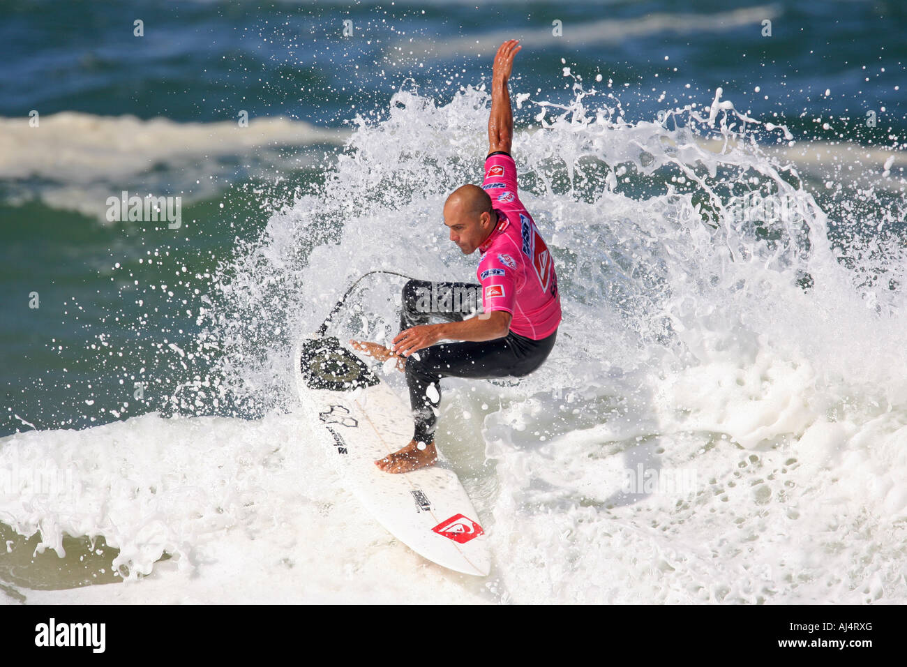 Pro Surfer Kelly Slater surfs a Wave Stock Photo Alamy