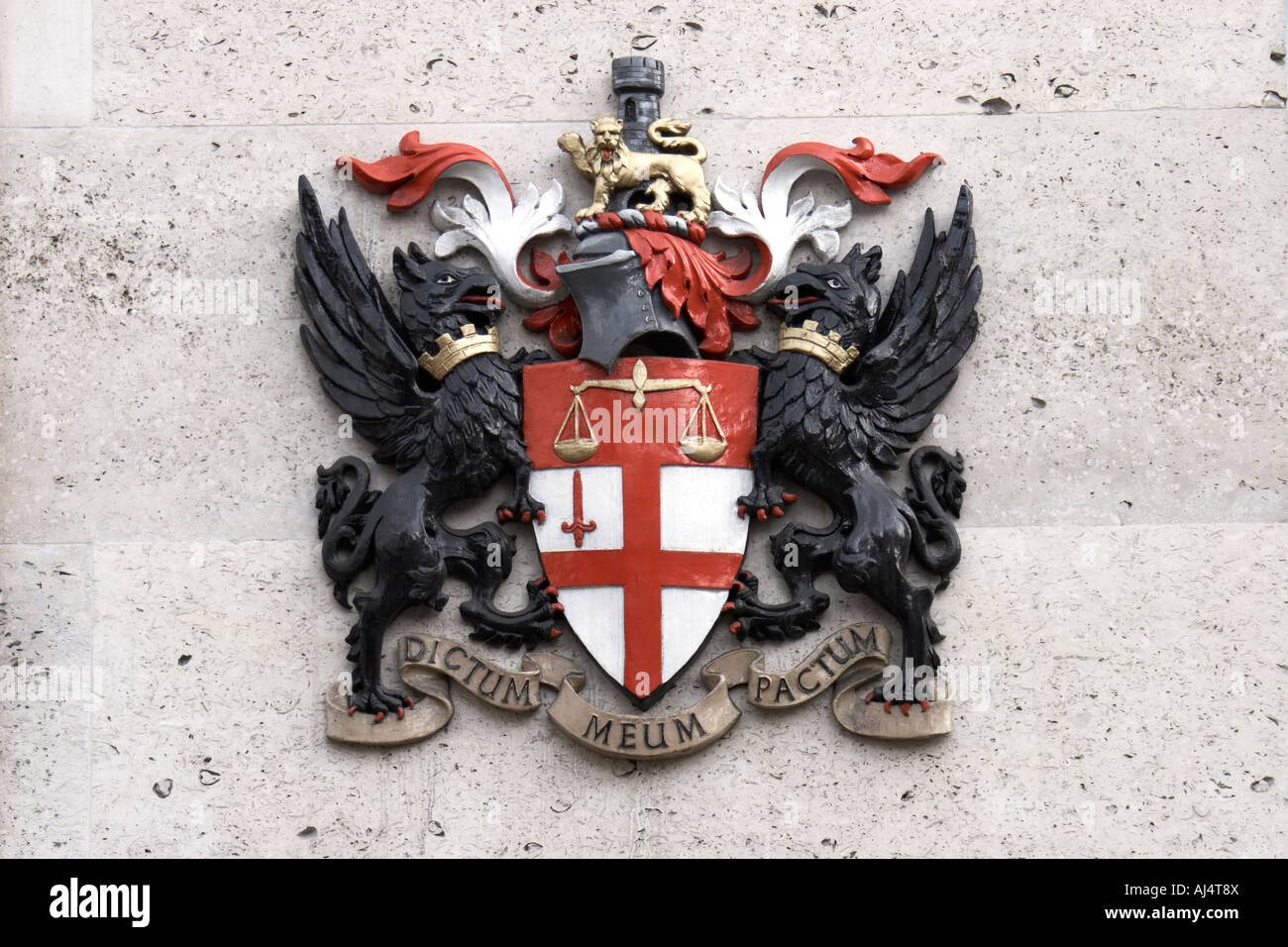 Crest logo sign on wall outside London Stock Exchange City of London EC4 England Stock Photo
