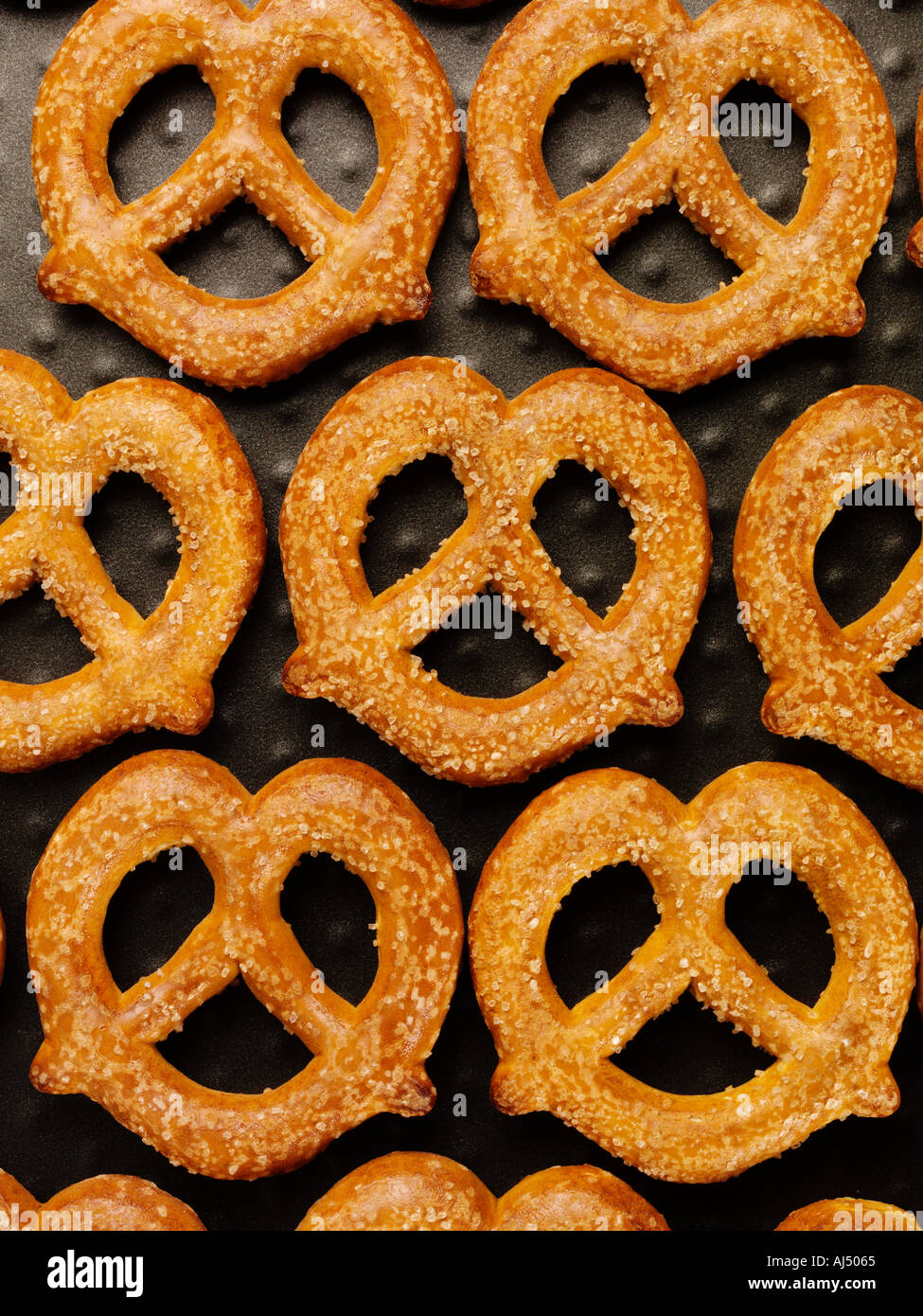 PRETZELS ON BAKING TRAY Stock Photo