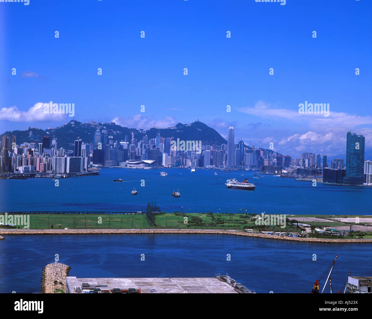 Hong Kong Island skyline and Victoria Harbour from North Point Stock ...