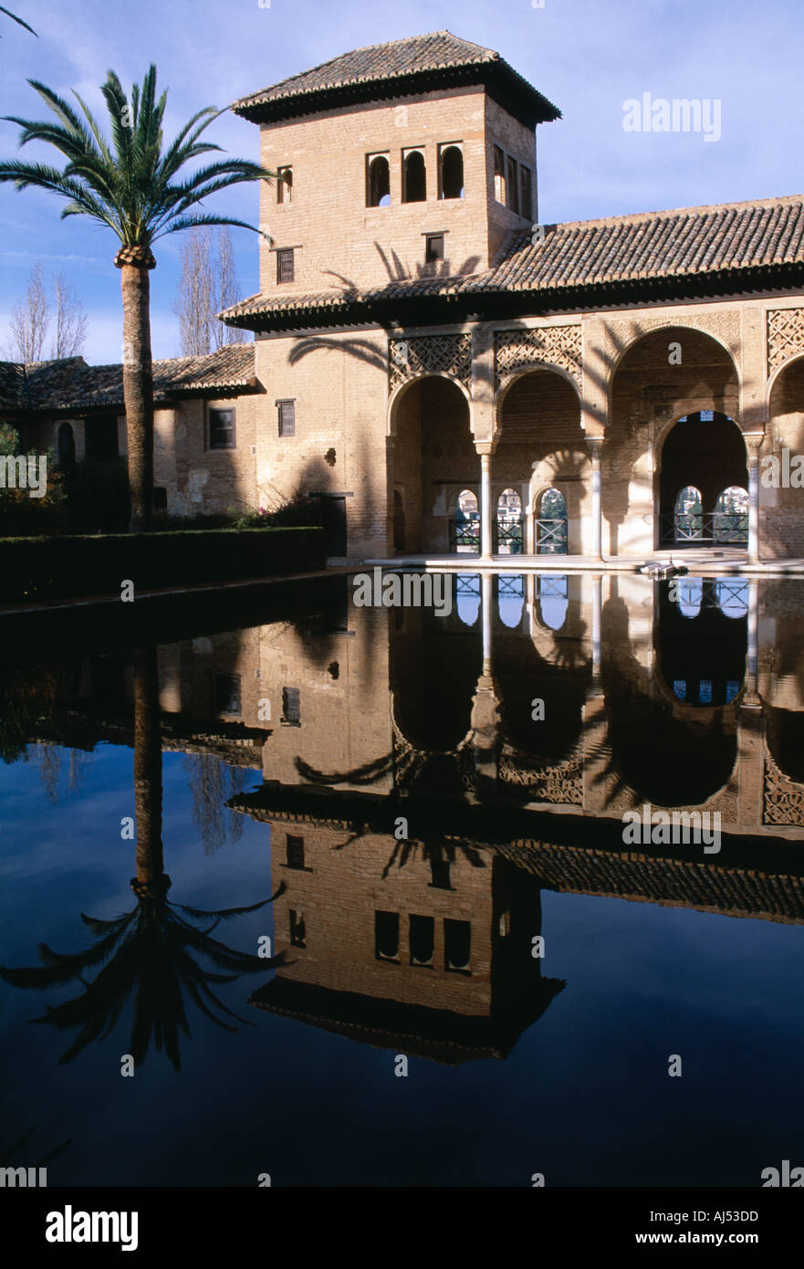 Spain The Alhambra palace Granada Jardines del Partal Partal Gardens Stock Photo