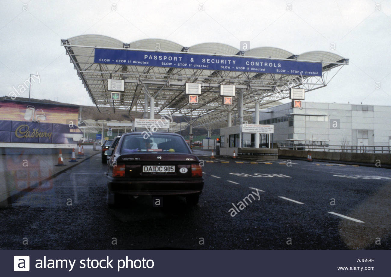 Channel Tunnel Shuttle passport control Folkestone Kent UK Stock Photo