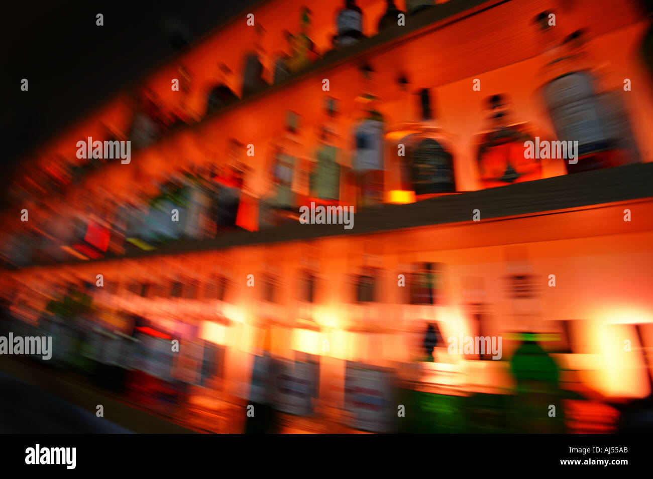 cocktailbottles behind a bar Stock Photo Alamy