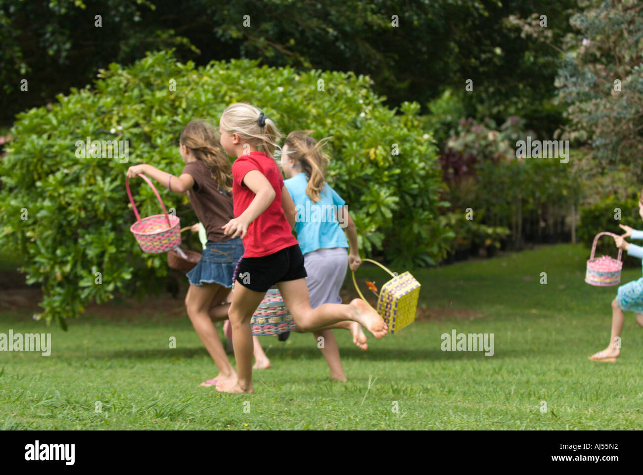 Children at Easter Egg Hunt, Kauai, Hawaii Stock Photo Alamy