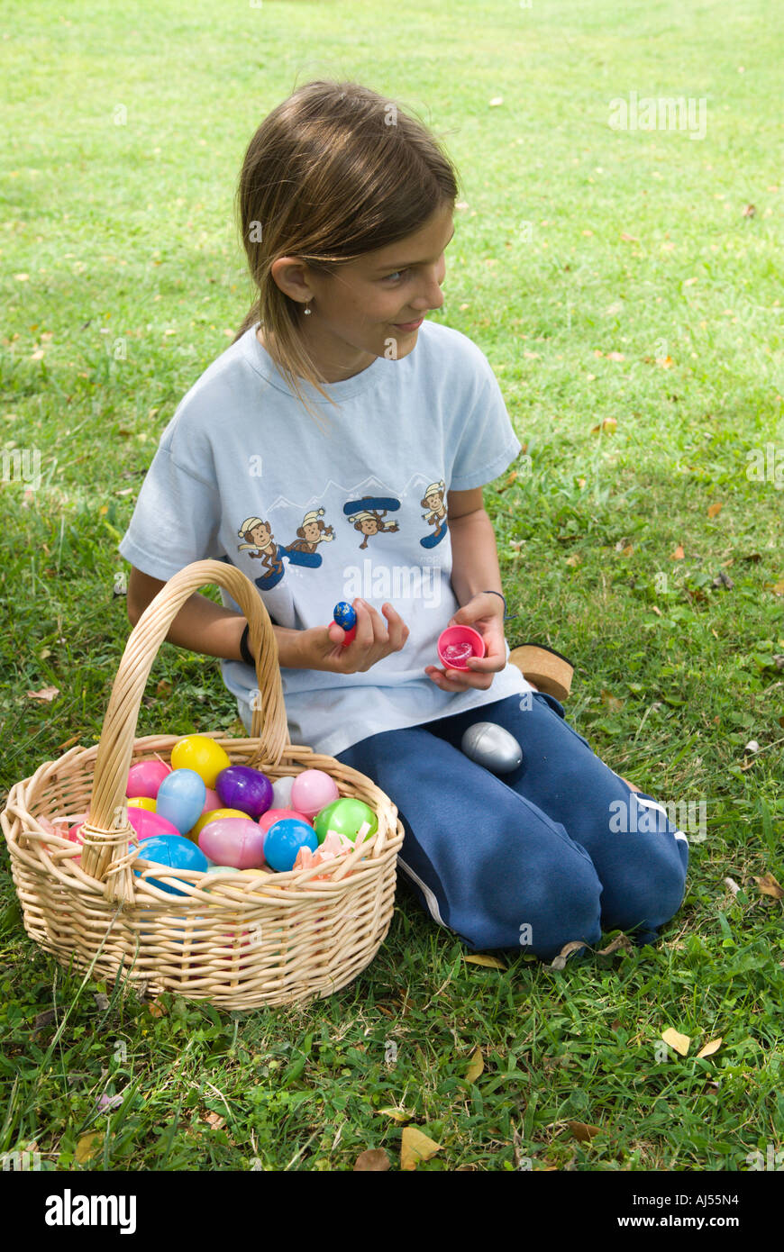 Girl with her basket after Easter Egg Hunt Kauai Hawaii Stock Photo Alamy