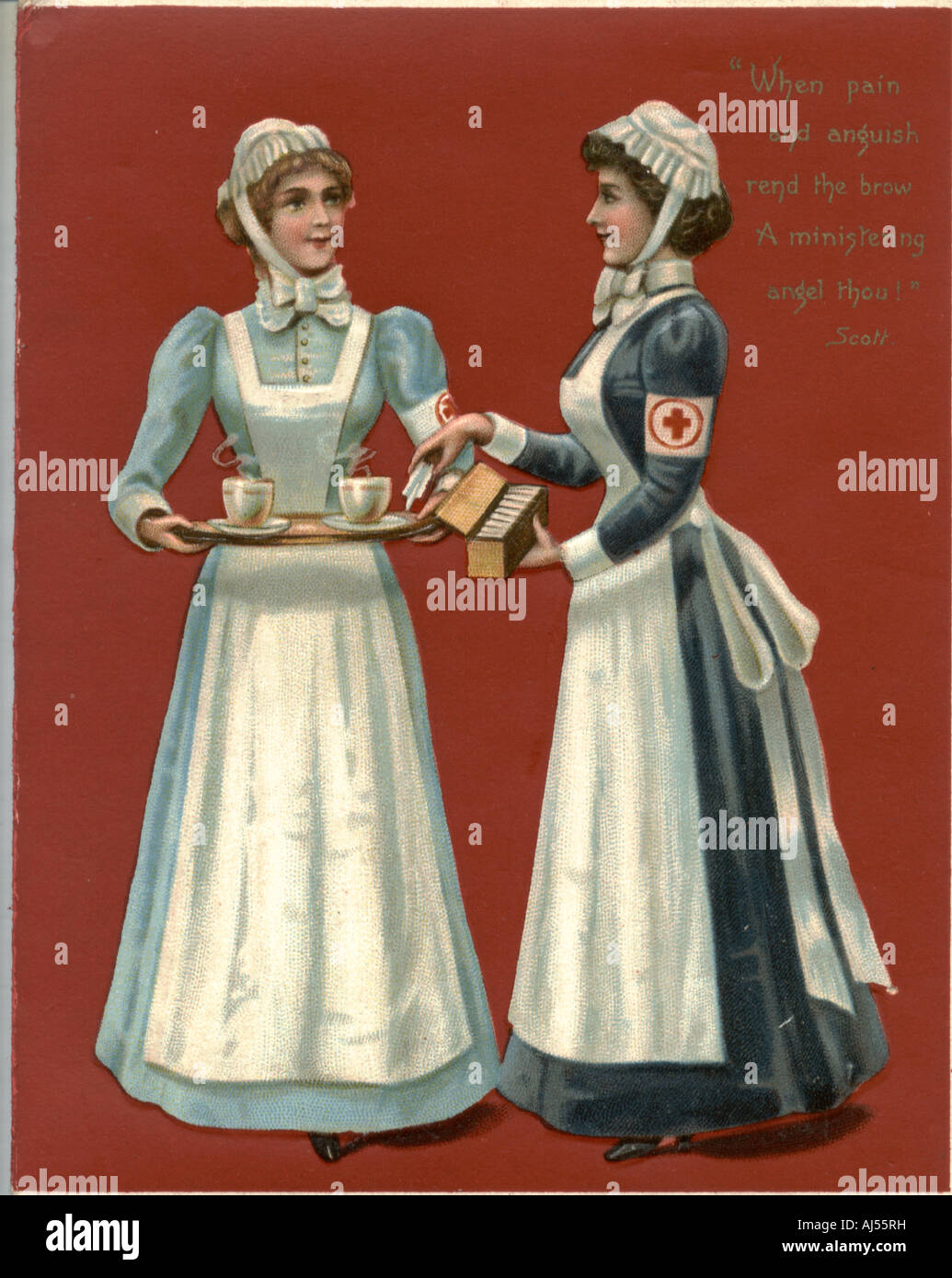 Victorian Christmas greeting card circa 1880 Stock Photo