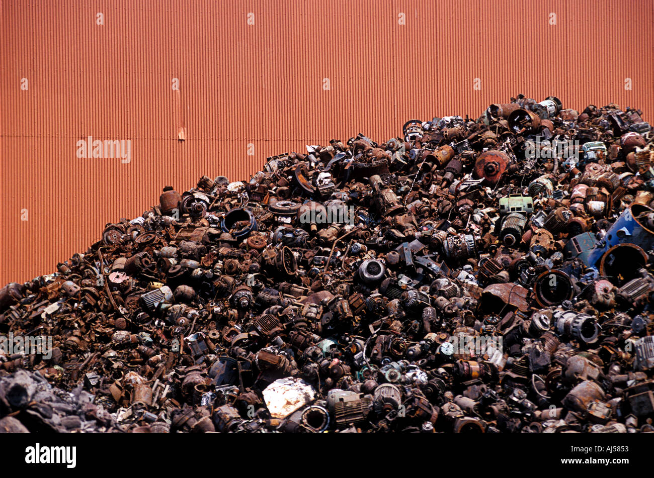 A pile of metal waiting to be recycled Stock Photo