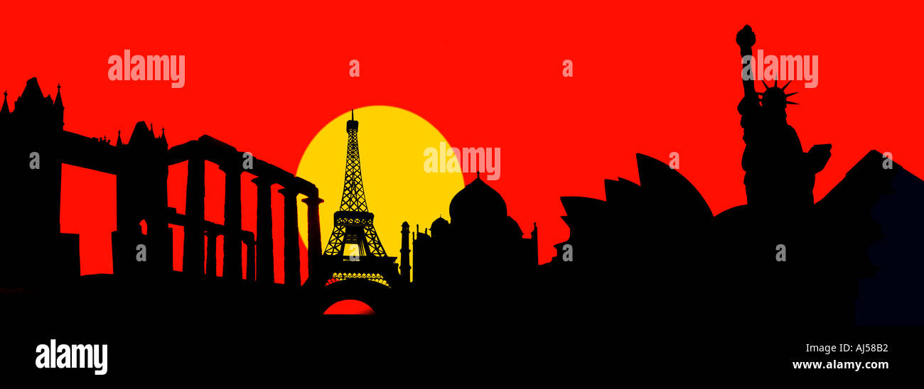 World famous landmarks collage hi-res stock photography and images - Alamy