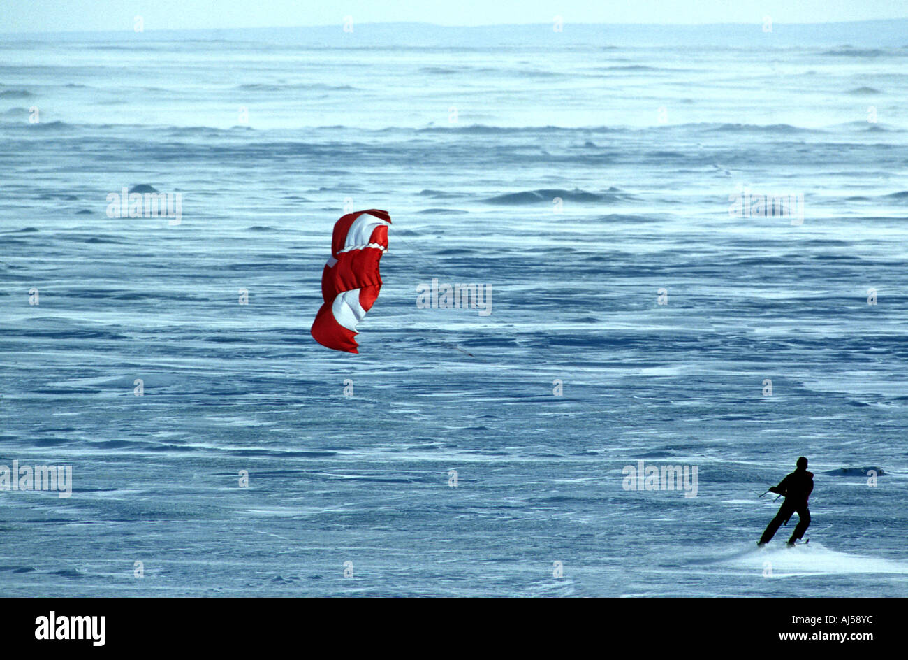 Kite skiing at Resolute Bay 800 miles north of the Arctic Circle Canada