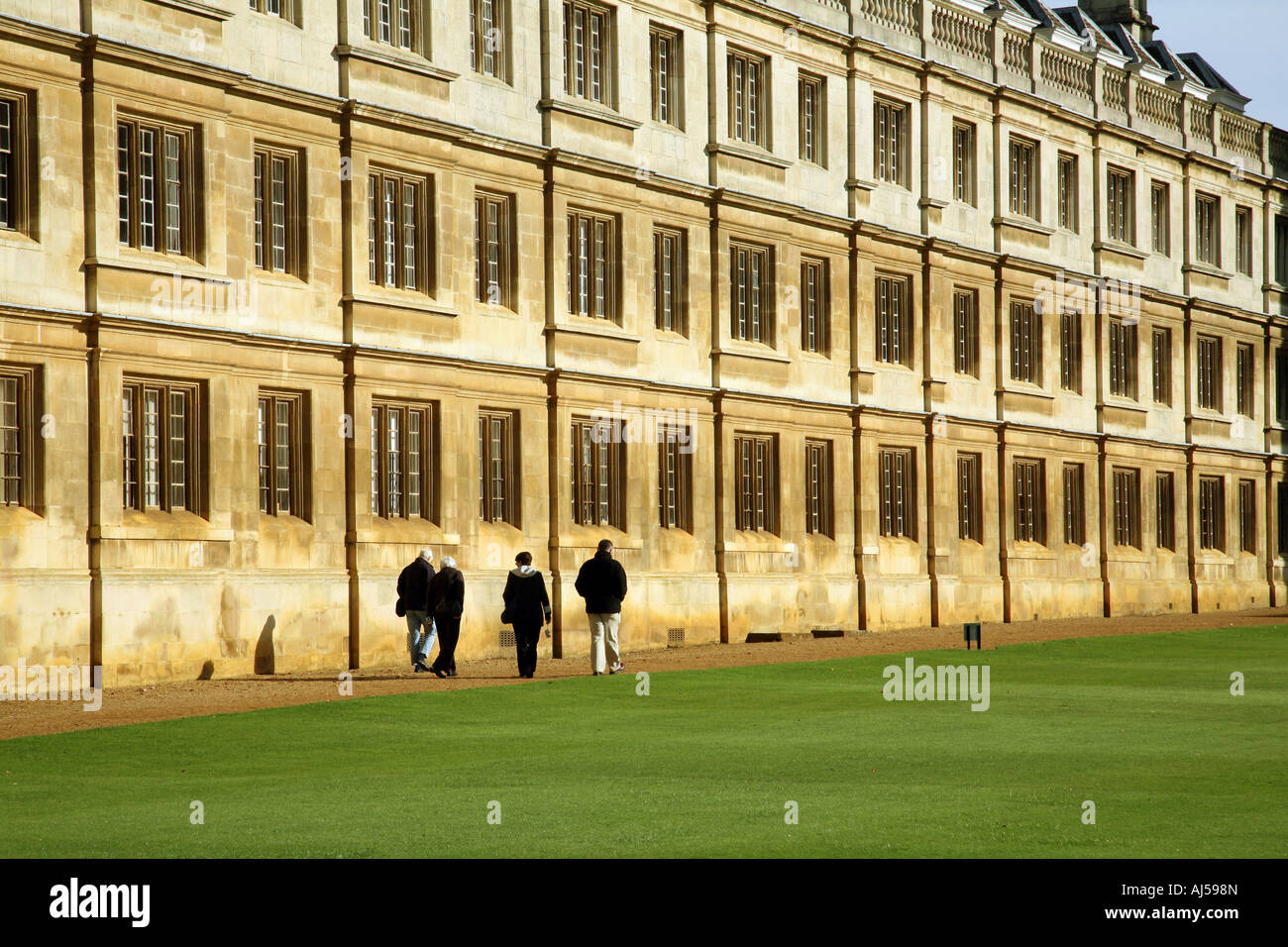 People walking by Clare College Old Court, Cambridge University, Cambridge UK Stock Photo