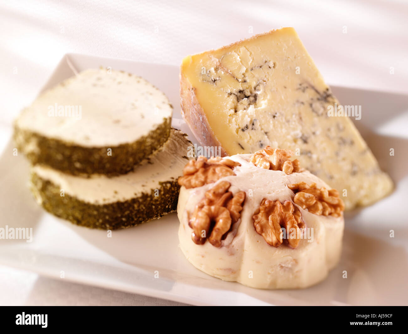 THREE FRENCH CHEESES Stock Photo