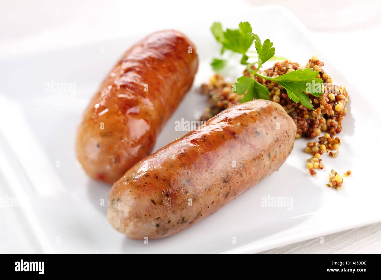 TWO HERB SAUSAGES Stock Photo Alamy