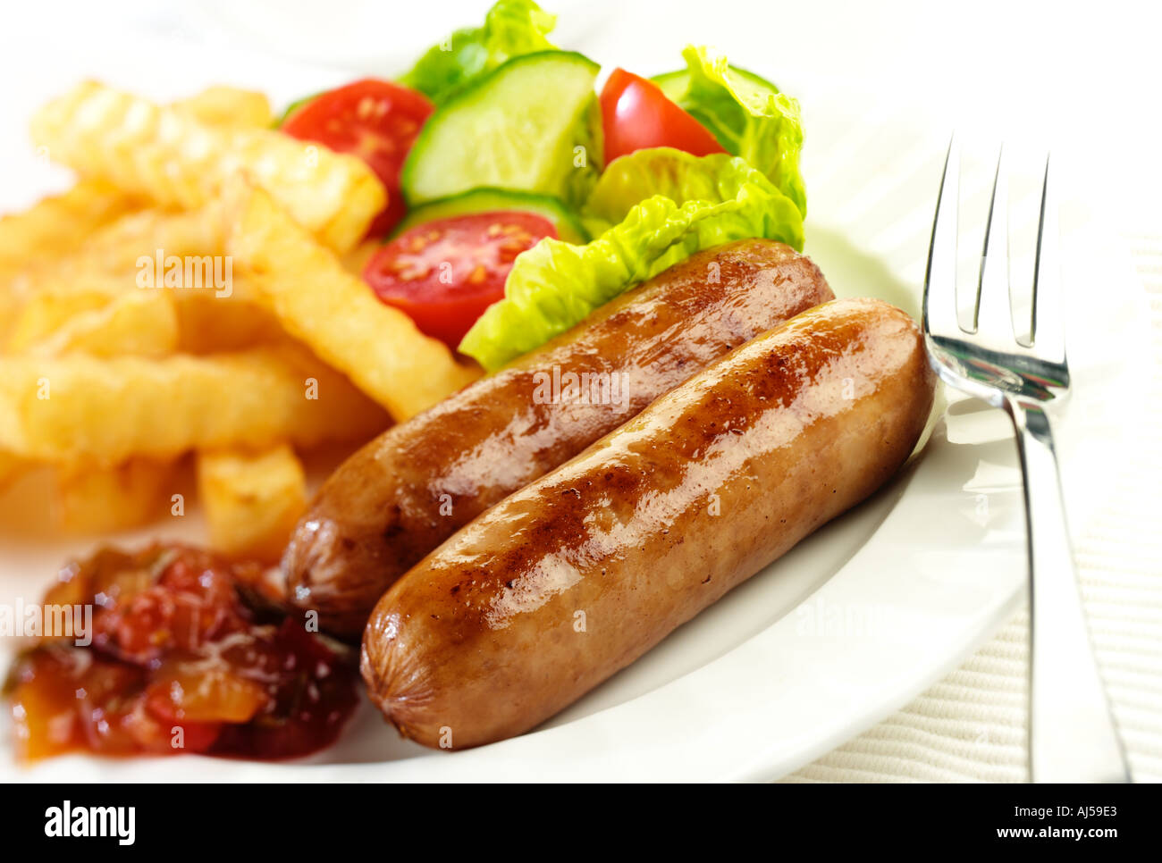 Download Two Sausages And Salad Stock Photo Alamy PSD Mockup Templates