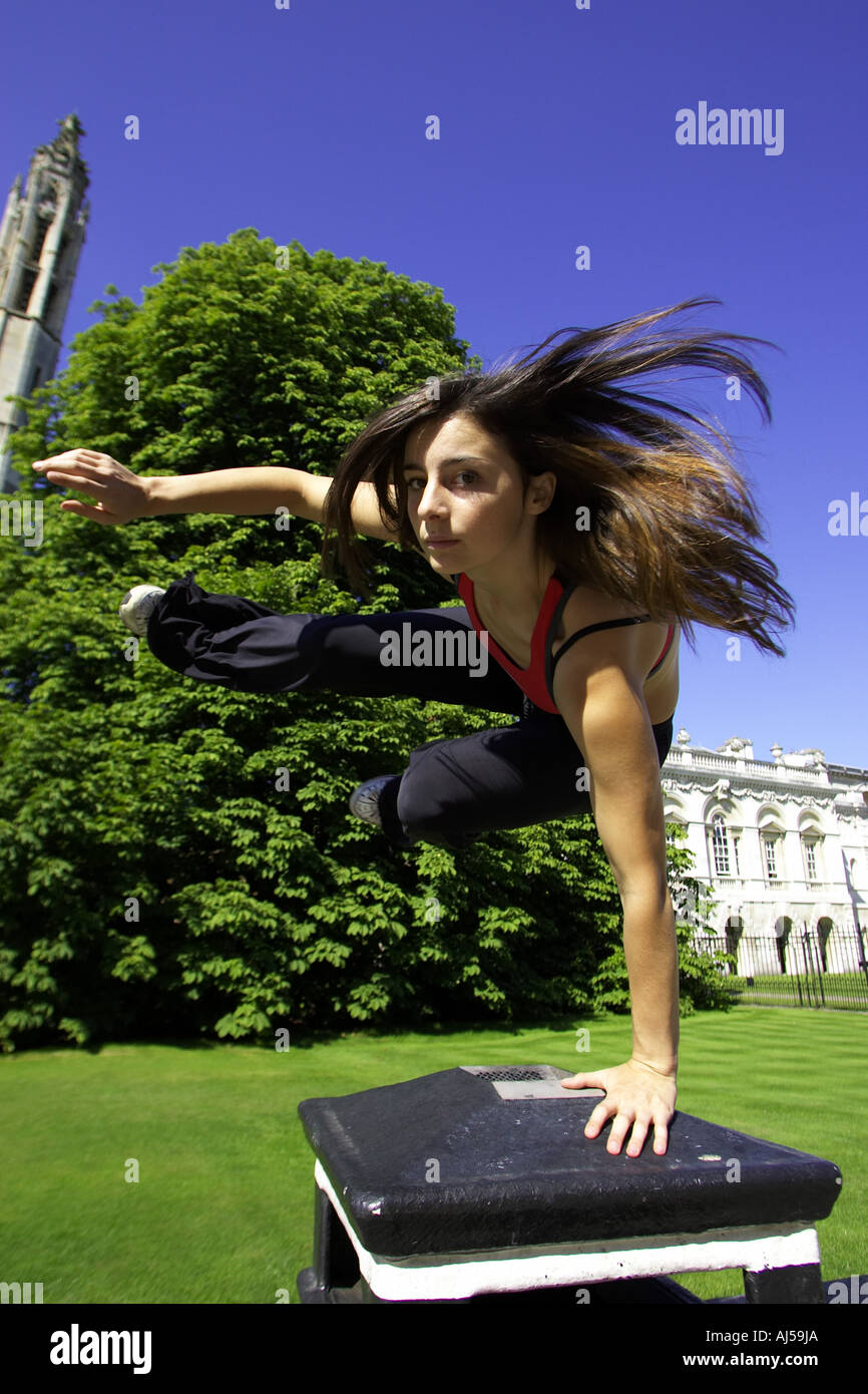 le parkour or free running in cambridge uk Stock Photo