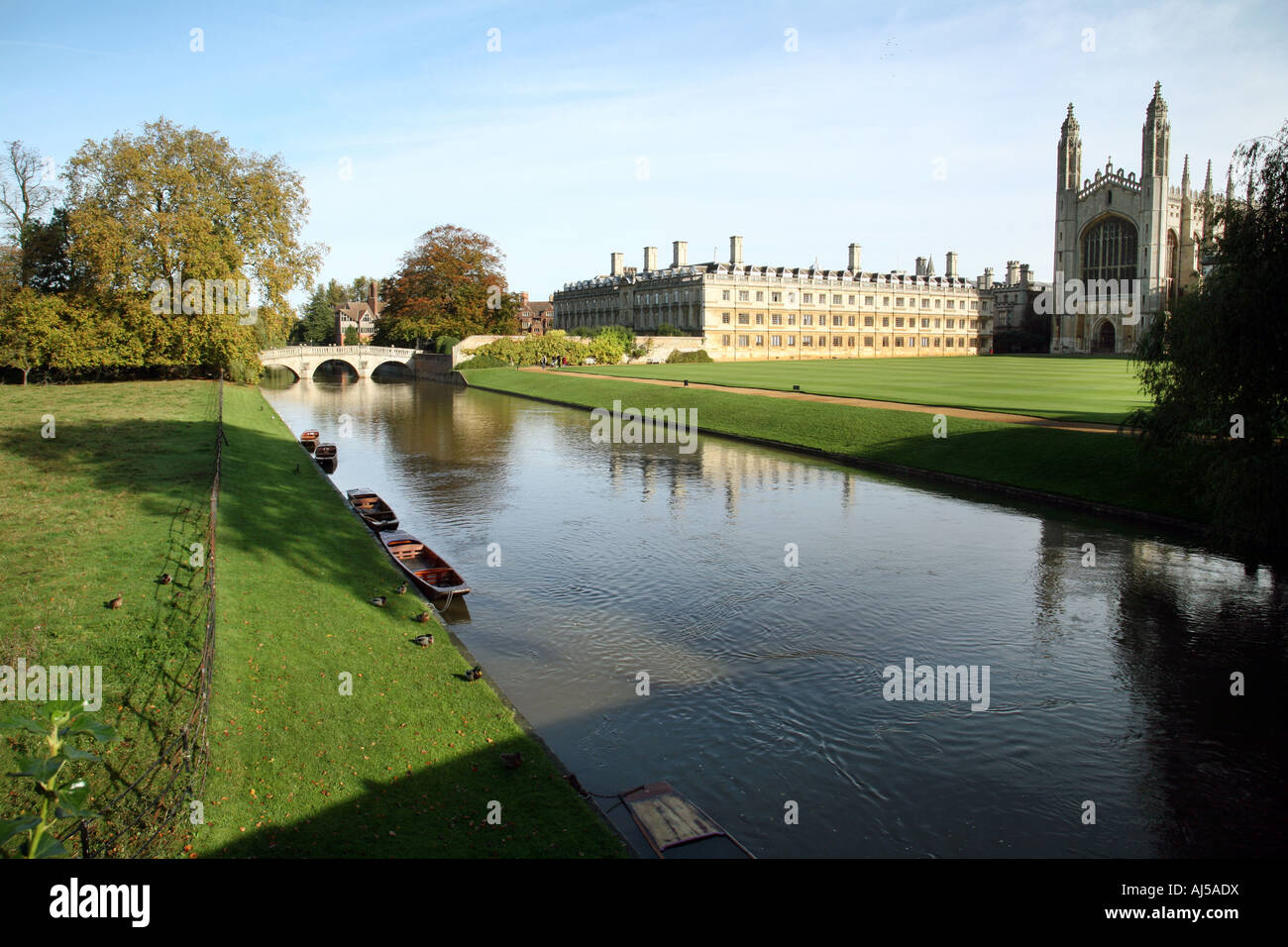 Kings College chapel and Clare College, Cambridge, from the backs Stock Photo