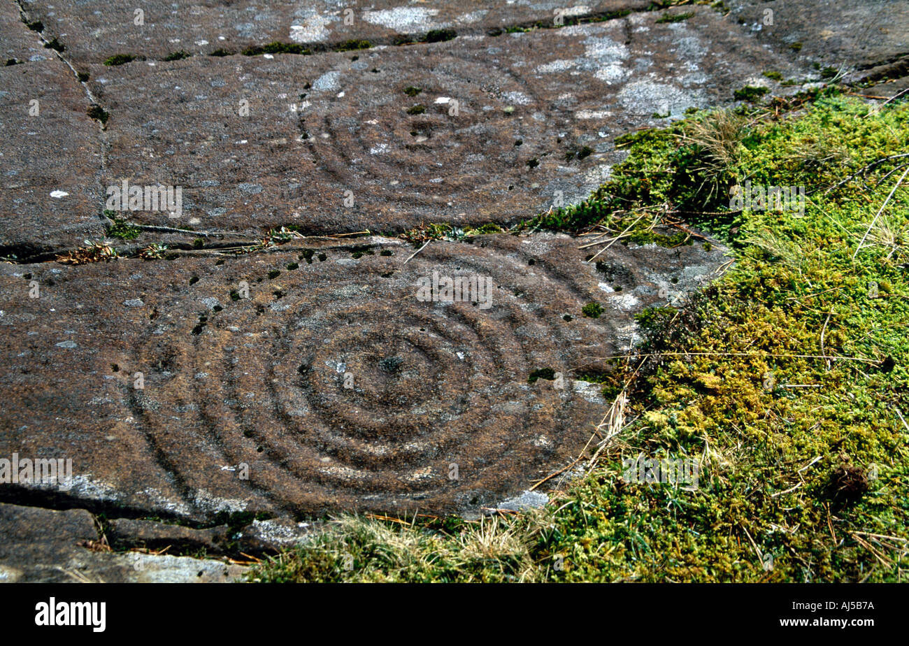 Achnabreck cup and ring marks Stock Photo