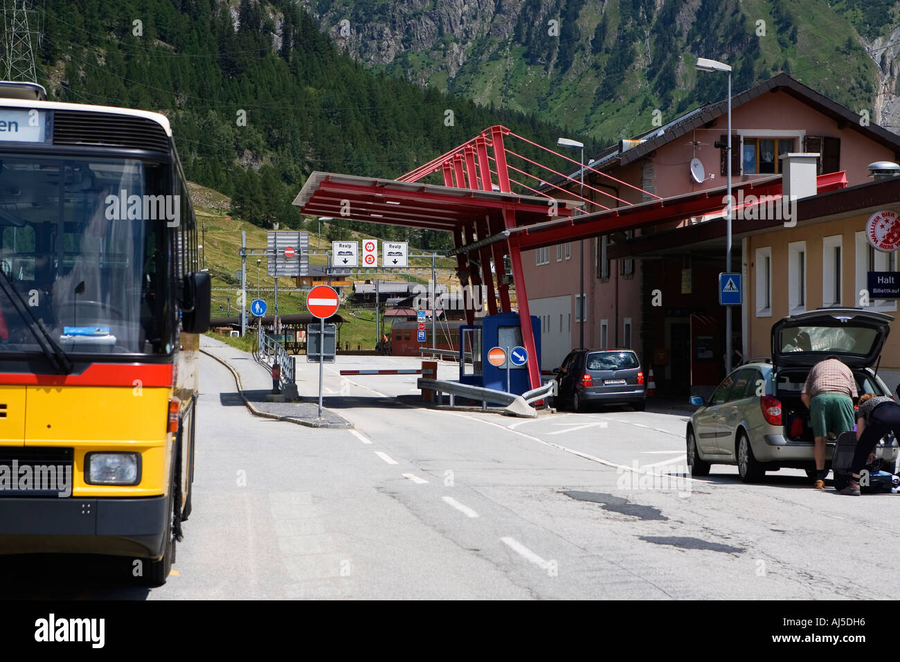 Oberwald Train Station For Car Train Towards Realp Through The Furka Tunnel Oberwald Switzerland July 2006 Stock Photo Alamy