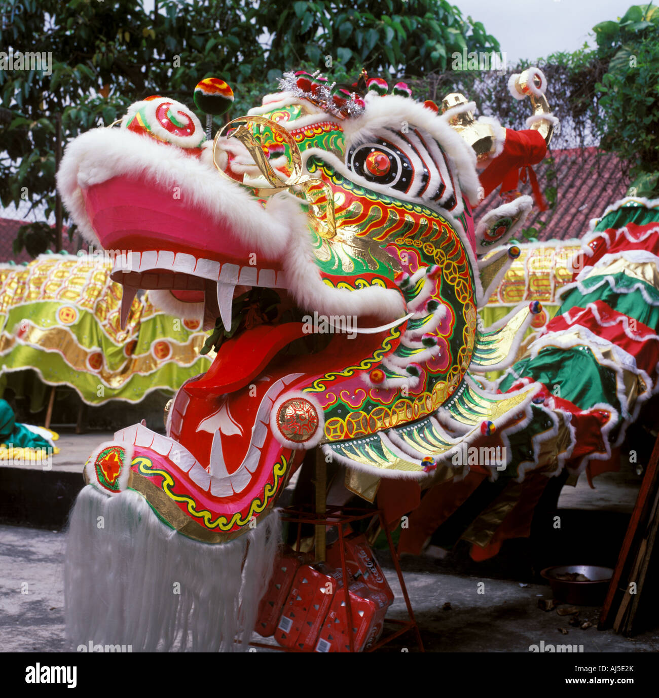Close-up of dragon dance, Chinese art and custom Stock Photo