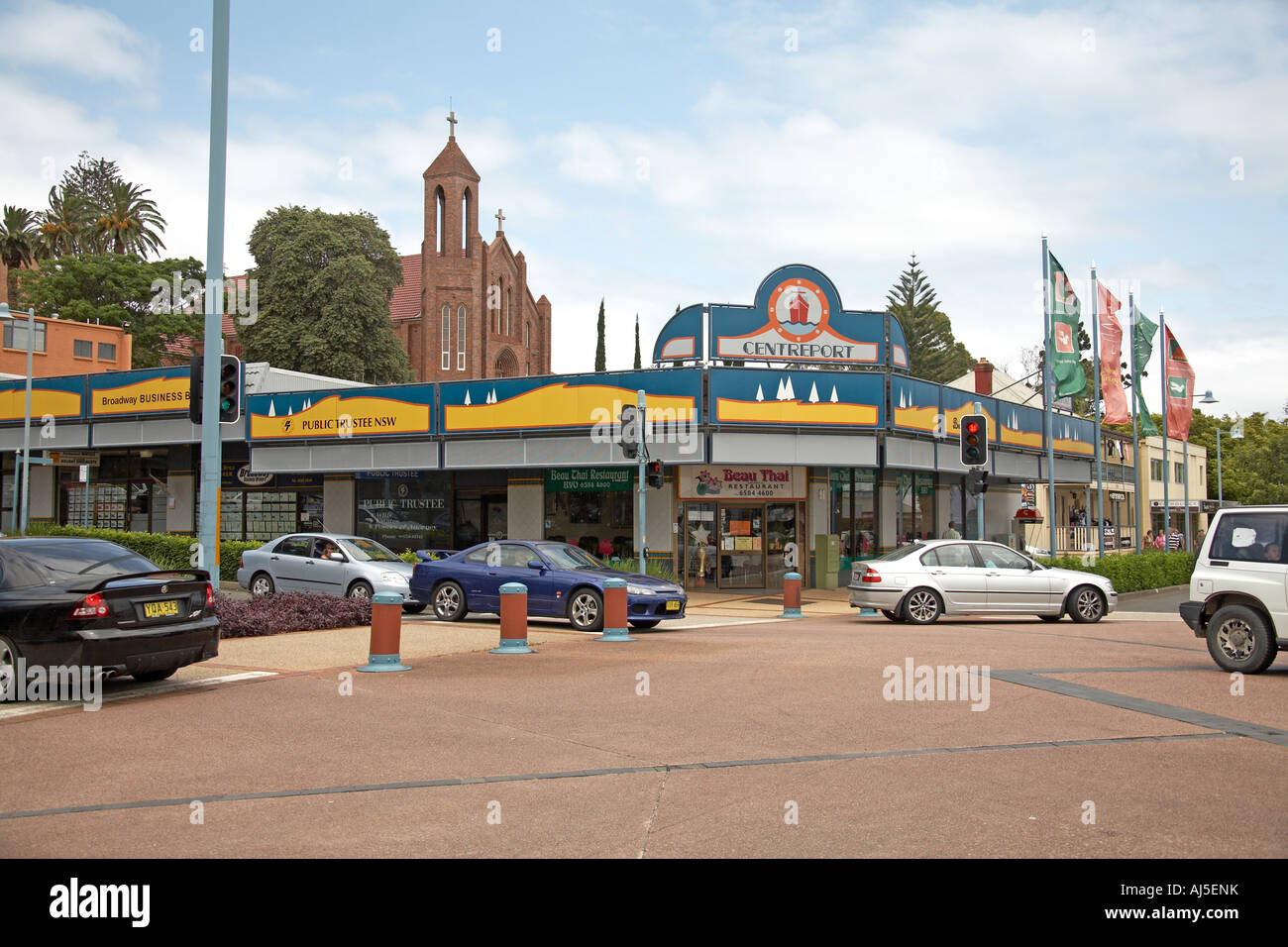 Shops and buildings with cars in Port Macquarie New South Wales NSW