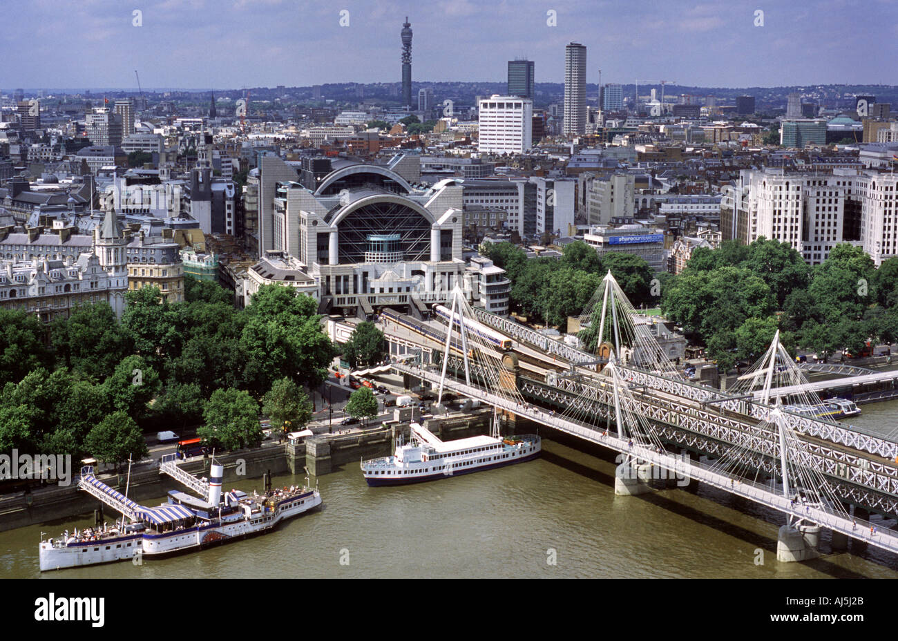 Charing Cross Station from the London Eye, England, UK. Stock Photo