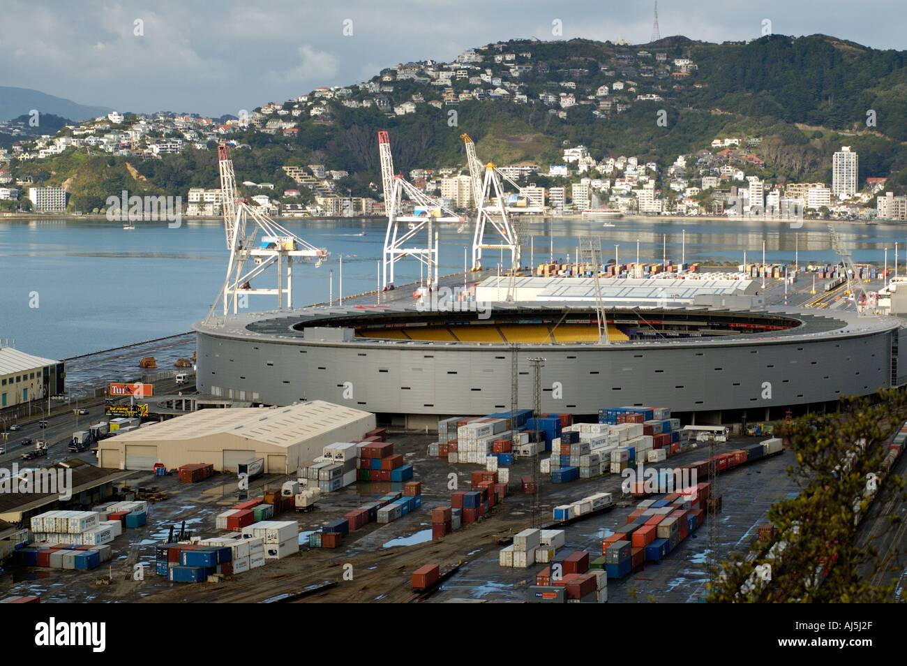 wellington centre harbour Stock Photo