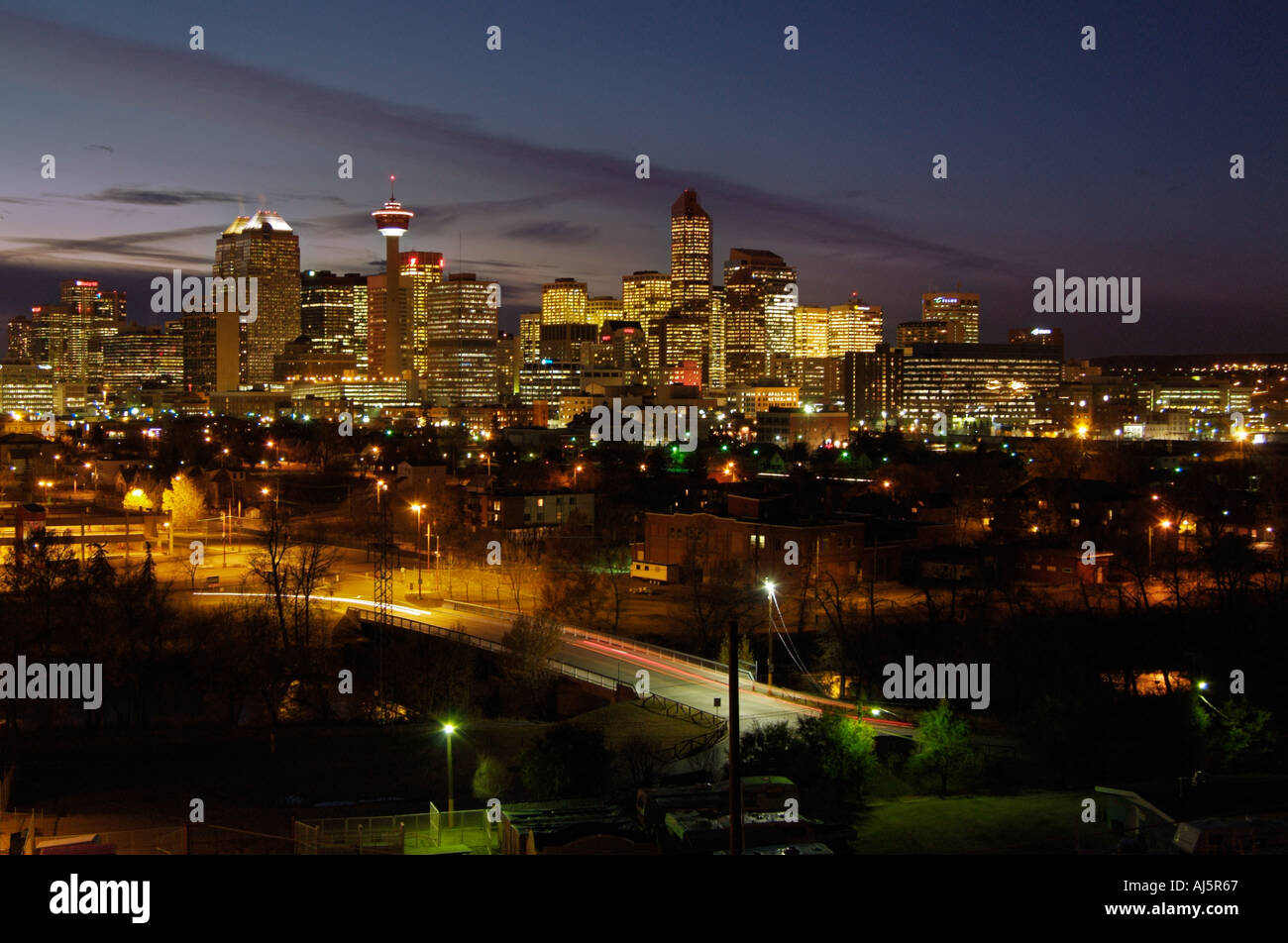 Calgary skyline at night Alberta Canada North America Stock Photo - Alamy