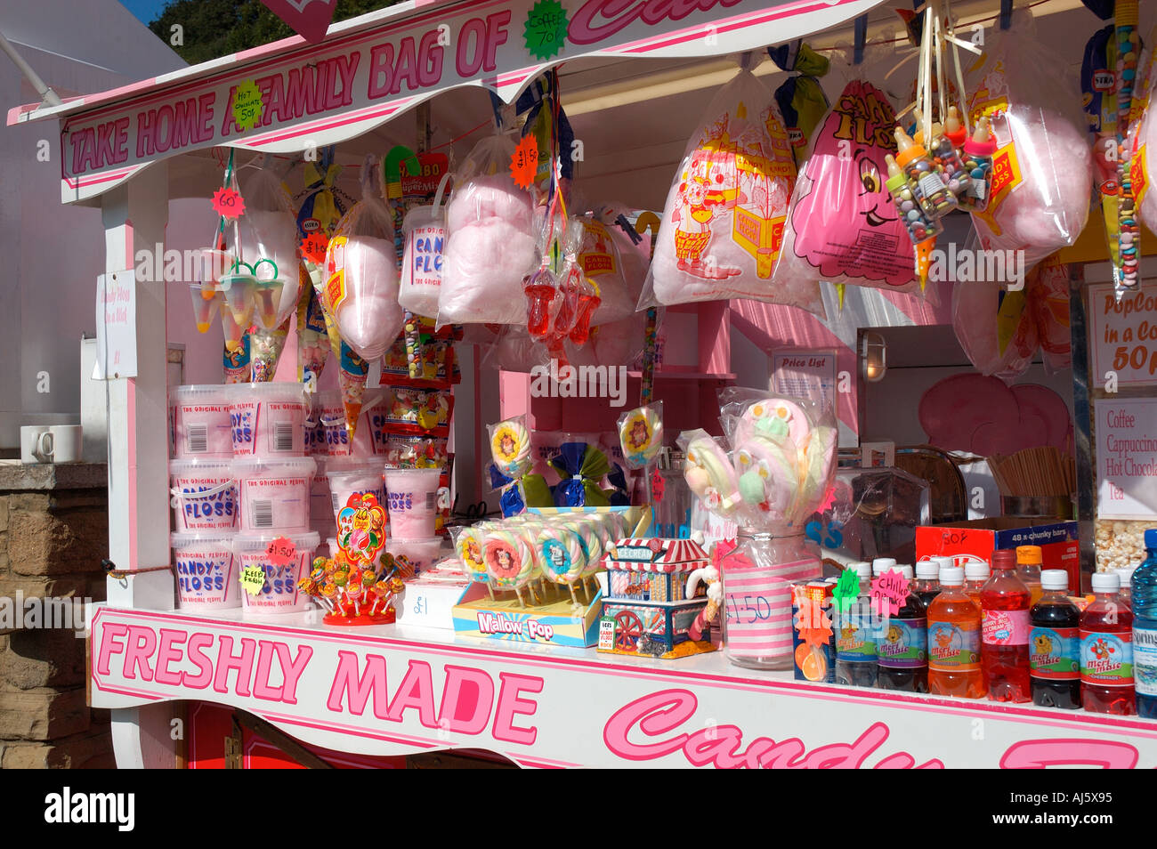 Candy Floss Stall stand in summer England UK United Kingdom GB Great