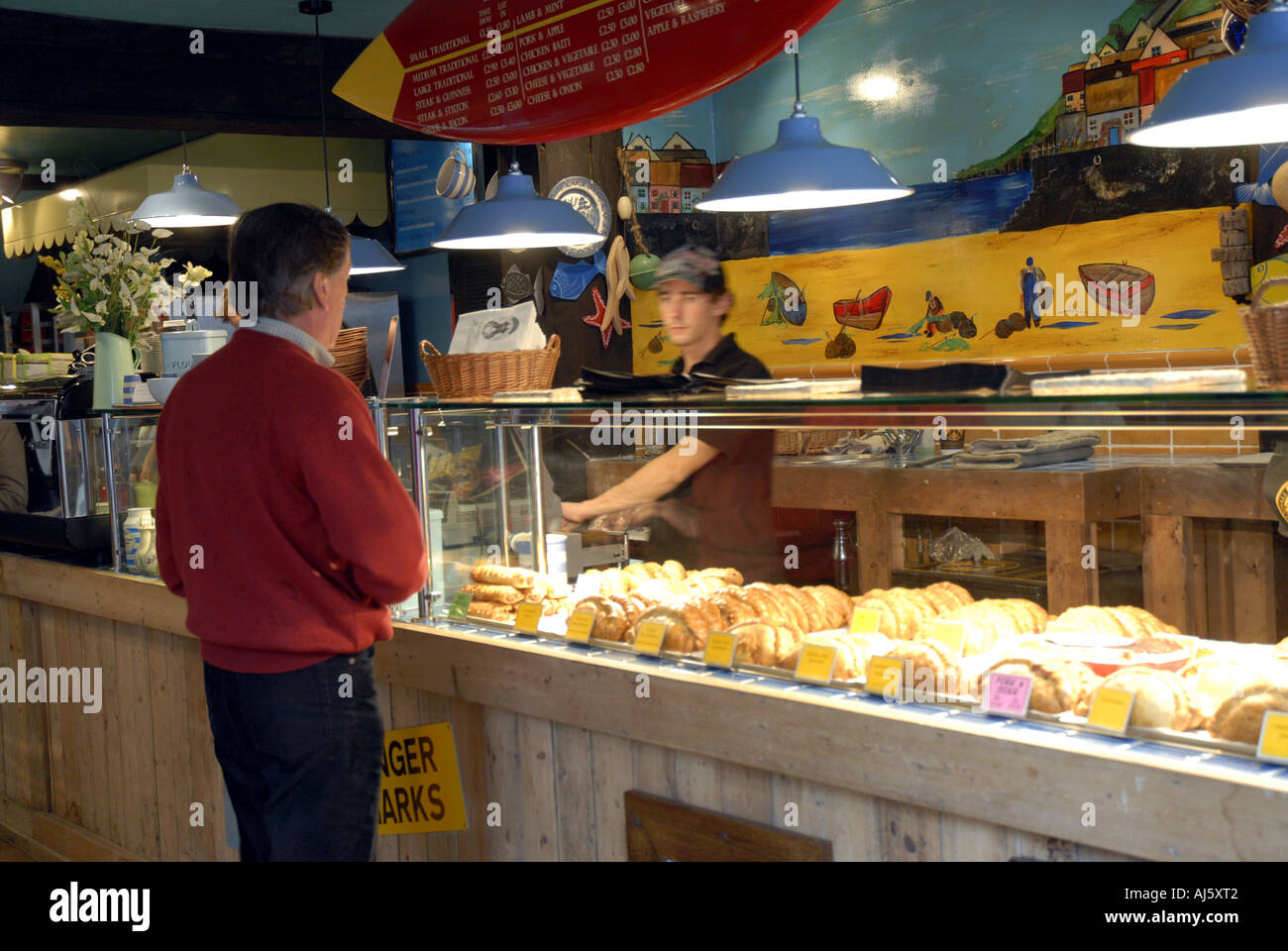 West Cornwall Pasty shop counter display in Winchester Hampshire Stock Photo Alamy