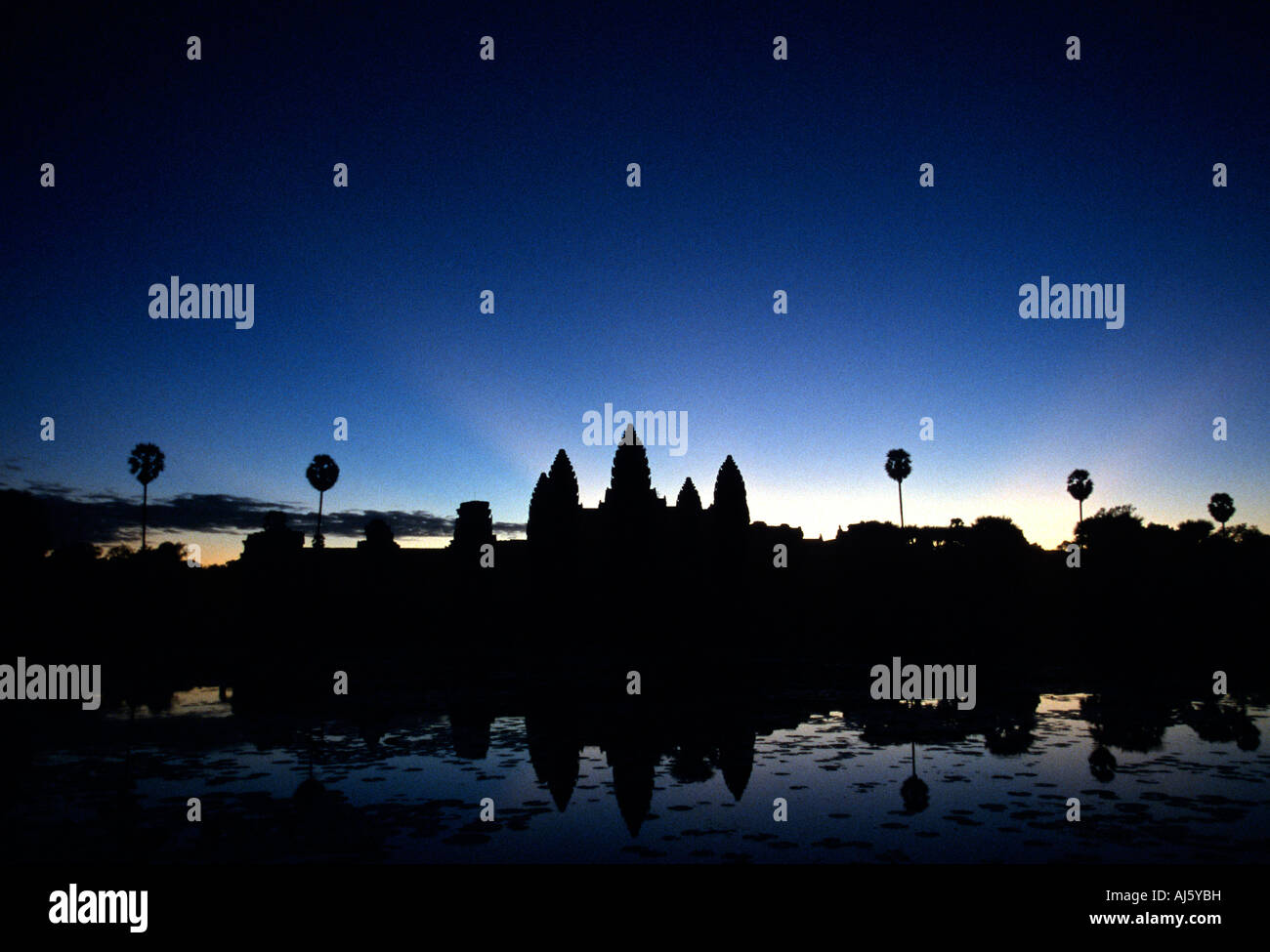 Sunrise at the temple of Angkor Wat. Siem Reap, Cambodia. Stock Photo
