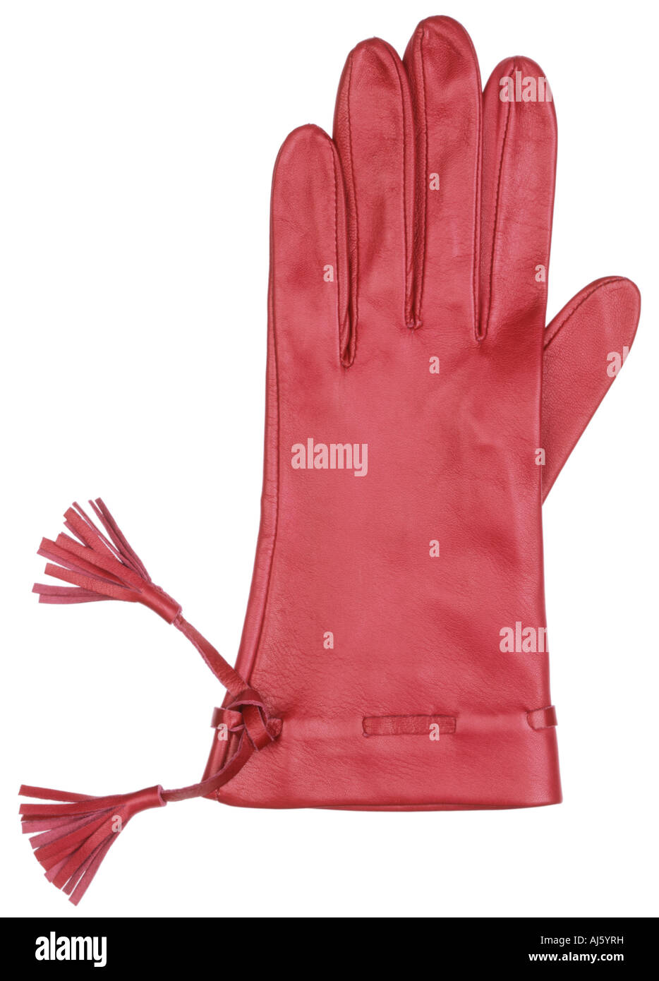 Red leather glove with tassles Stock Photo