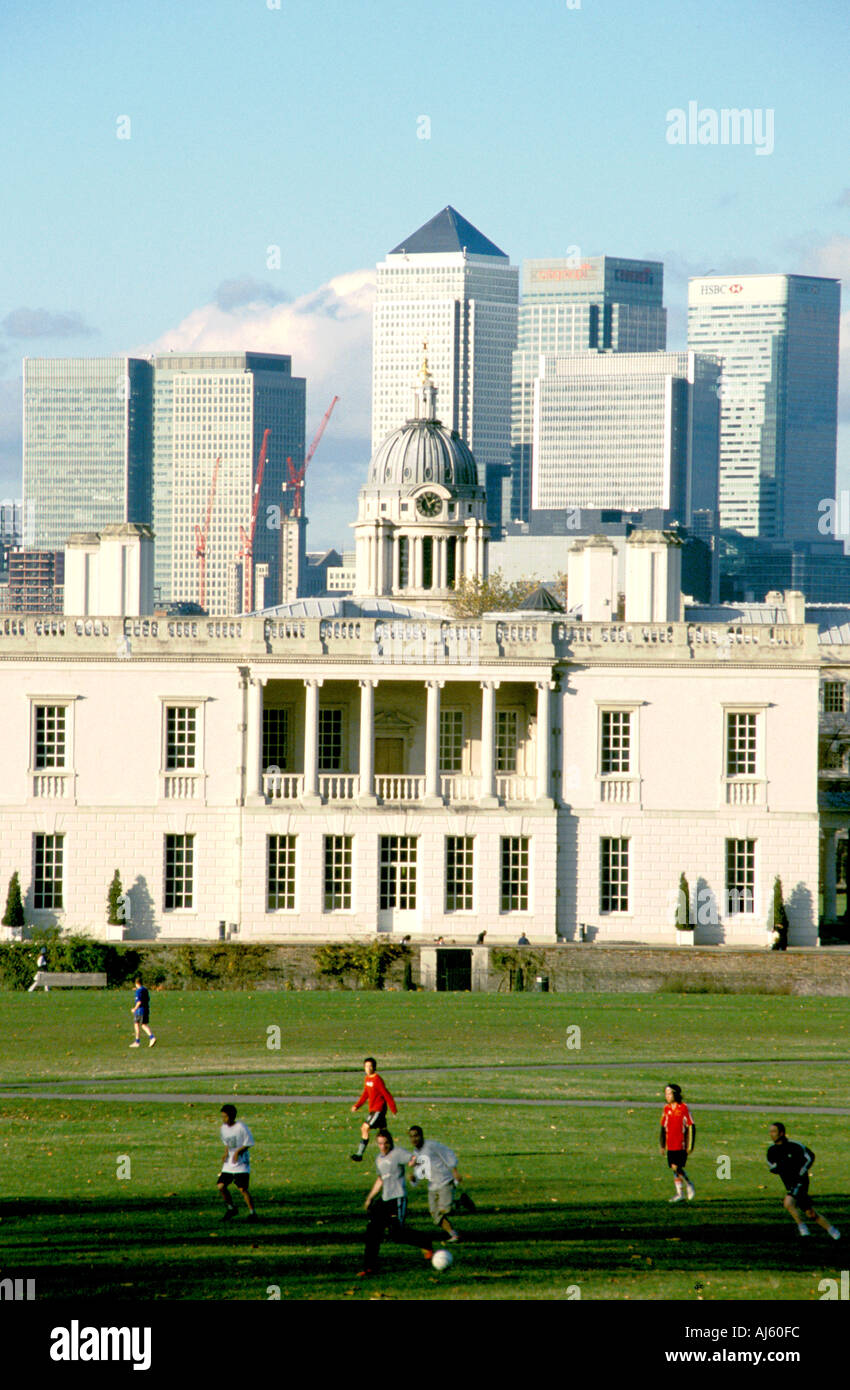 Canary Wharf seen from Greenwich London England Stock Photo