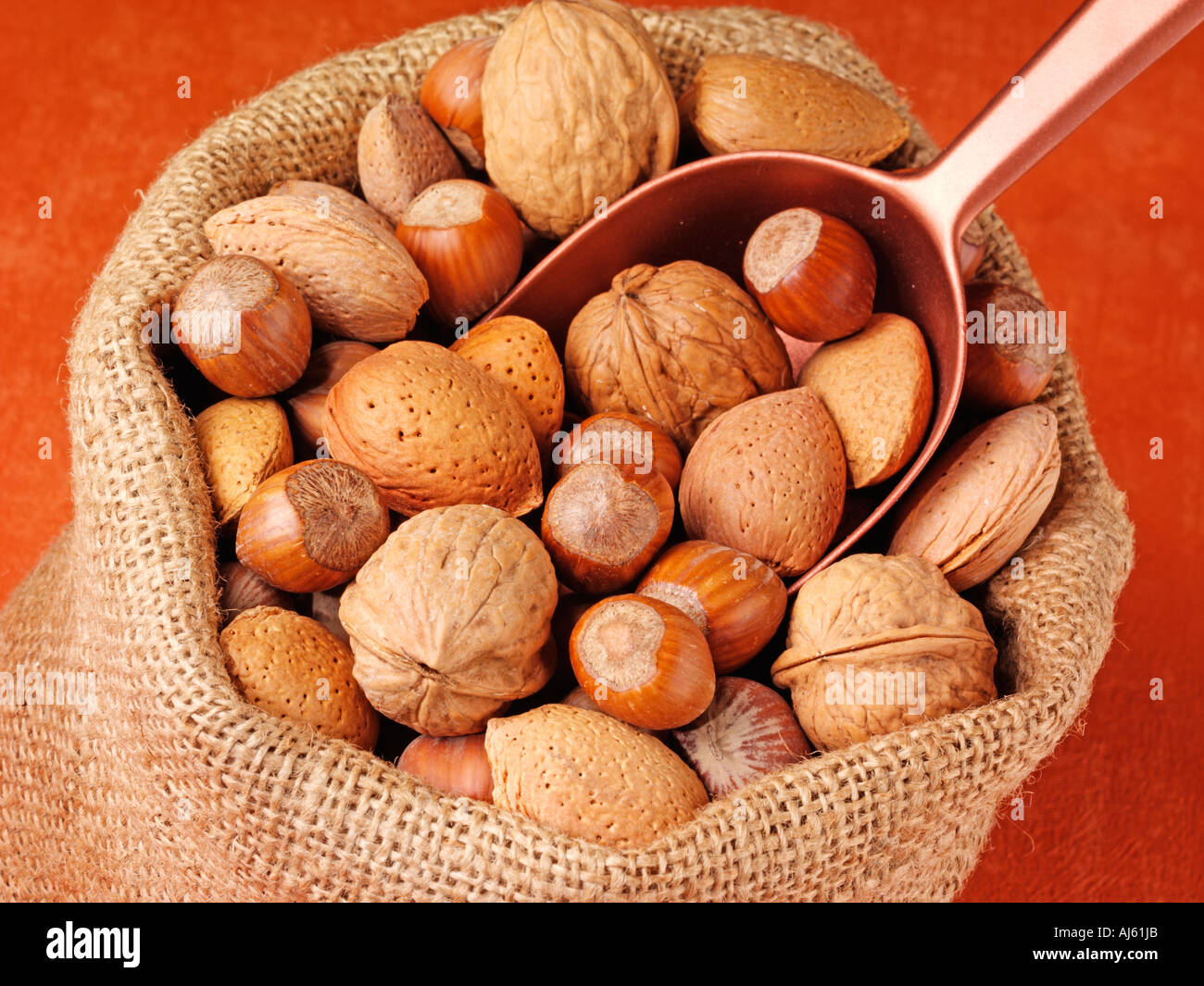 SACK OF MIXED NUTS Stock Photo