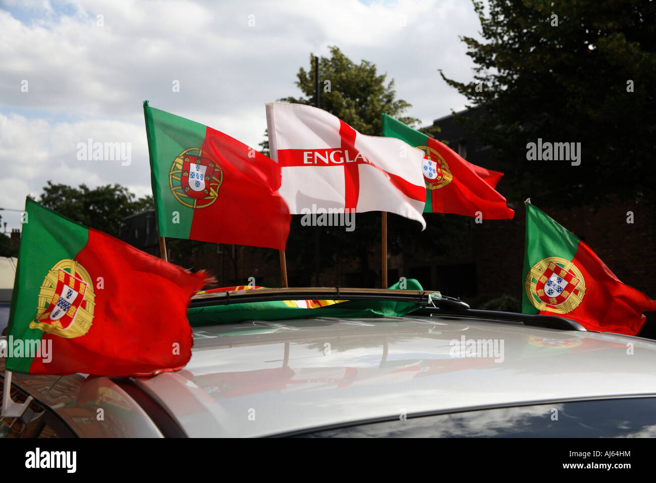 Portugal vs Mexico, 2006 World Cup Finals, Estrela Restaurant, South Lambeth Road, Stockwell, London Stock Photo