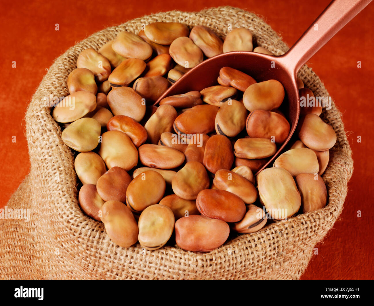 SACK OF BROAD BEANS Stock Photo Alamy