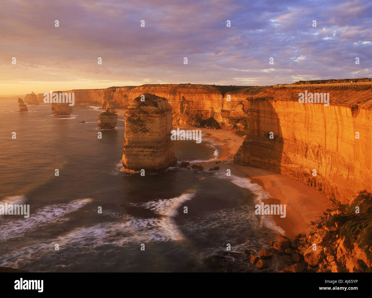 The Twelve Apostles at sunset in Victoria Australia Stock Photo
