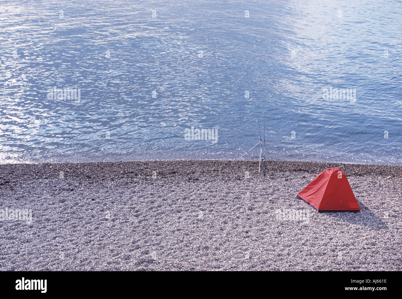 Red Tent On Beach UK Stock Photo