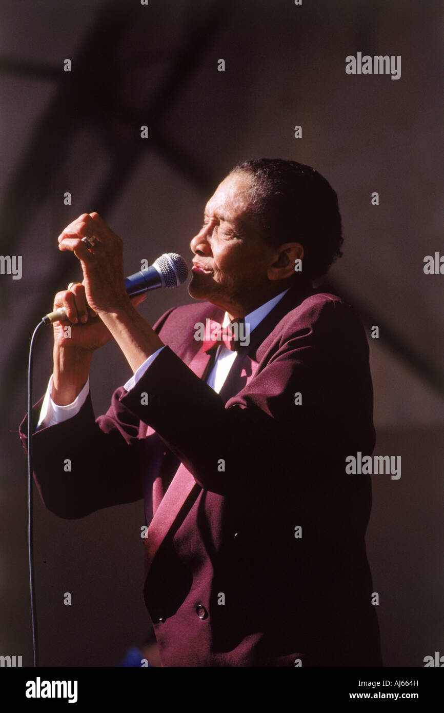 Singer Jimmy Scott at Stockholm summer Jazz Festival on Skeppsholmen Island Stock Photo