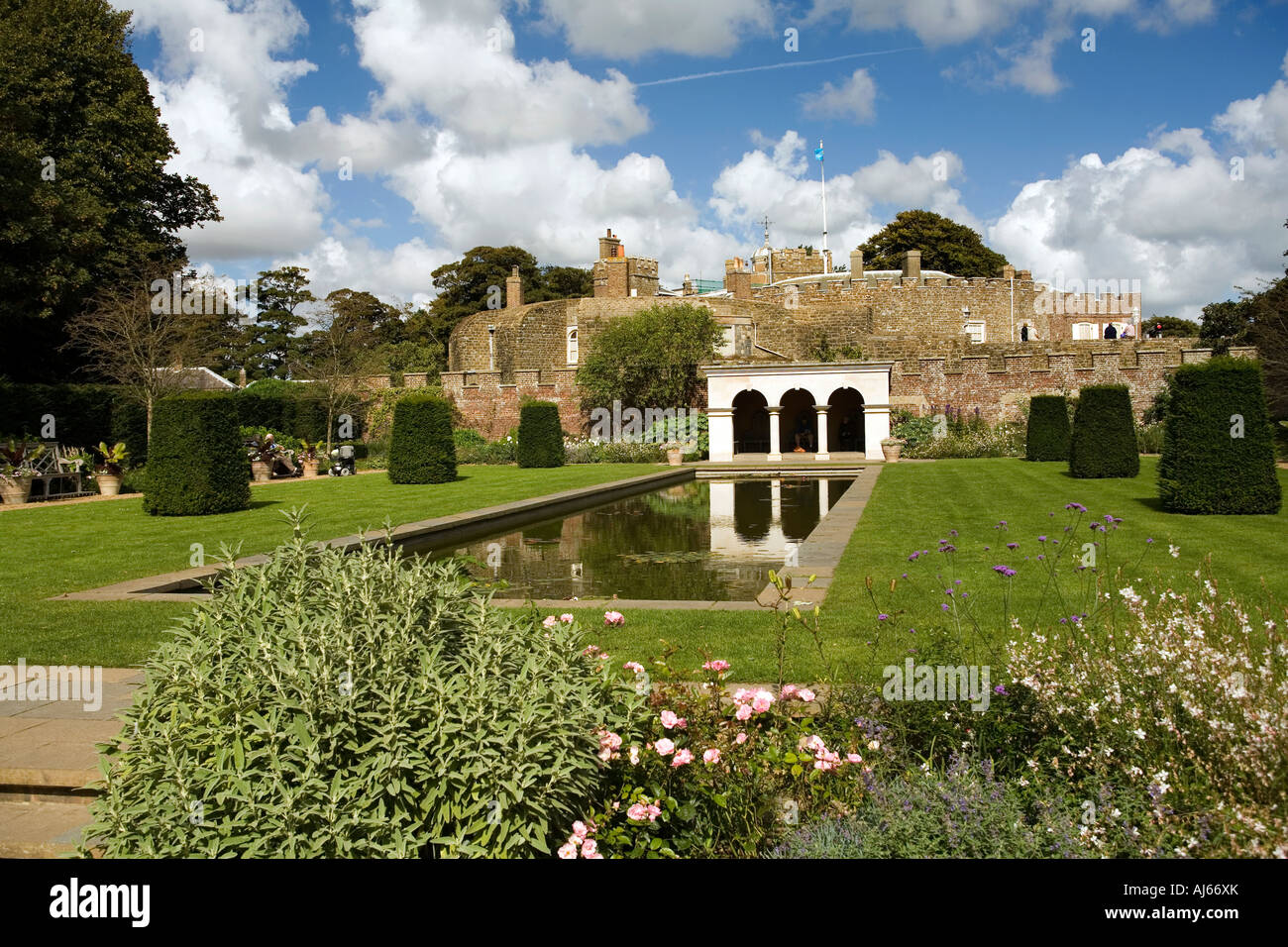 UK Kent Deal Walmer Castle Queen mothers rose garden and pool Stock Photo
