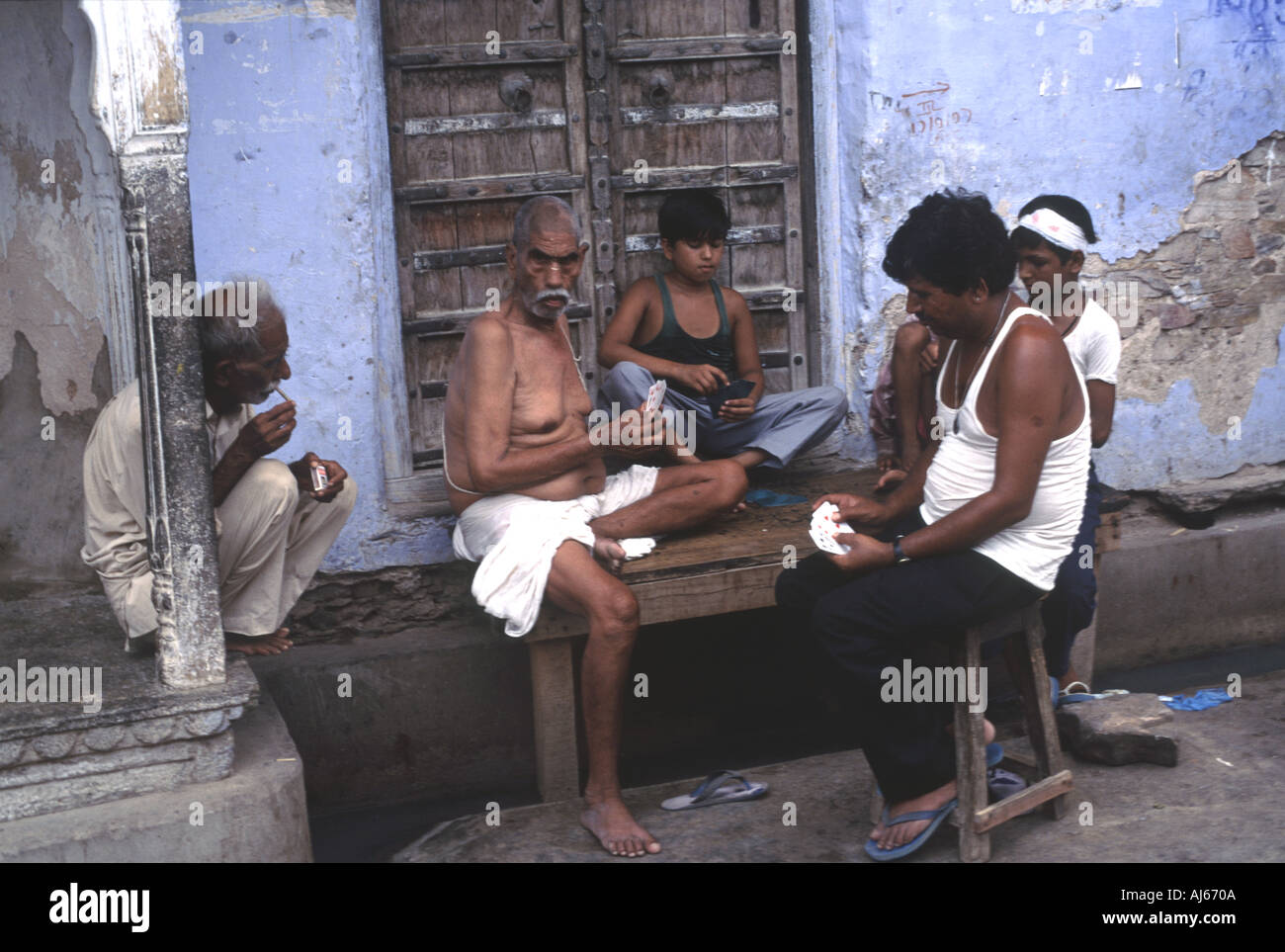 Men Play Cards Rajasthan India Stock Photo