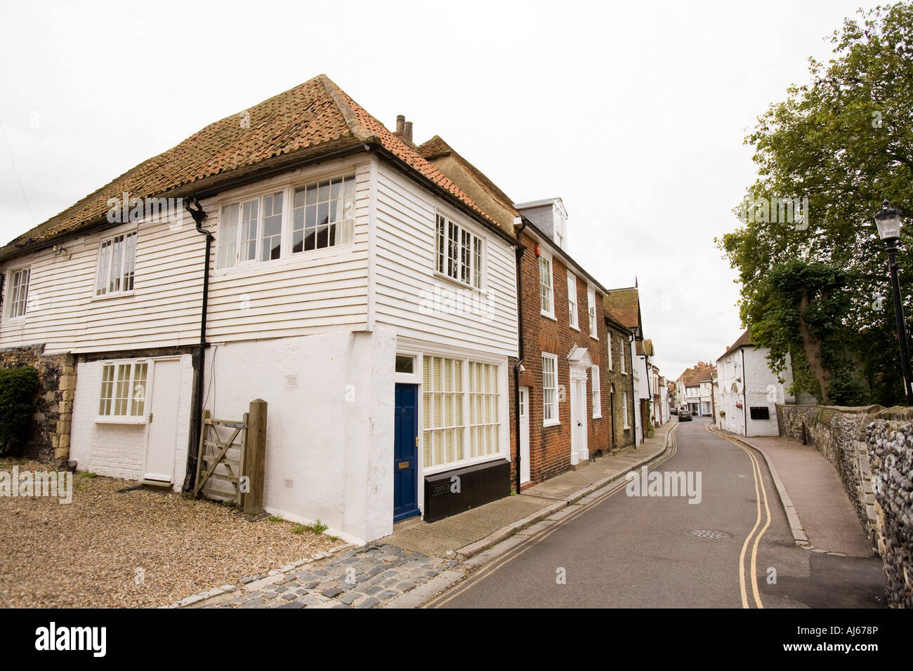 UK Kent Sandwich St Peters Street properties alongside old churchyard