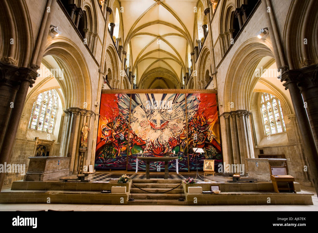 UK West Sussex Chichester Cathedral interior John Piper Holy Trinity Stock Photo: 14635098 - Alamy