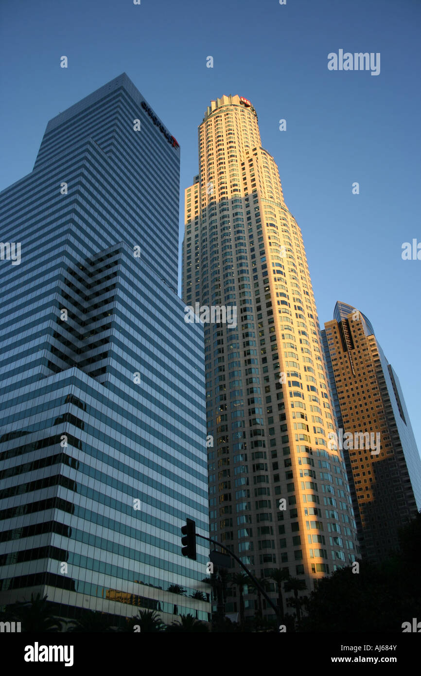 Citigroup and US Bank towers downtown Los Angeles  October 2007 Stock Photo