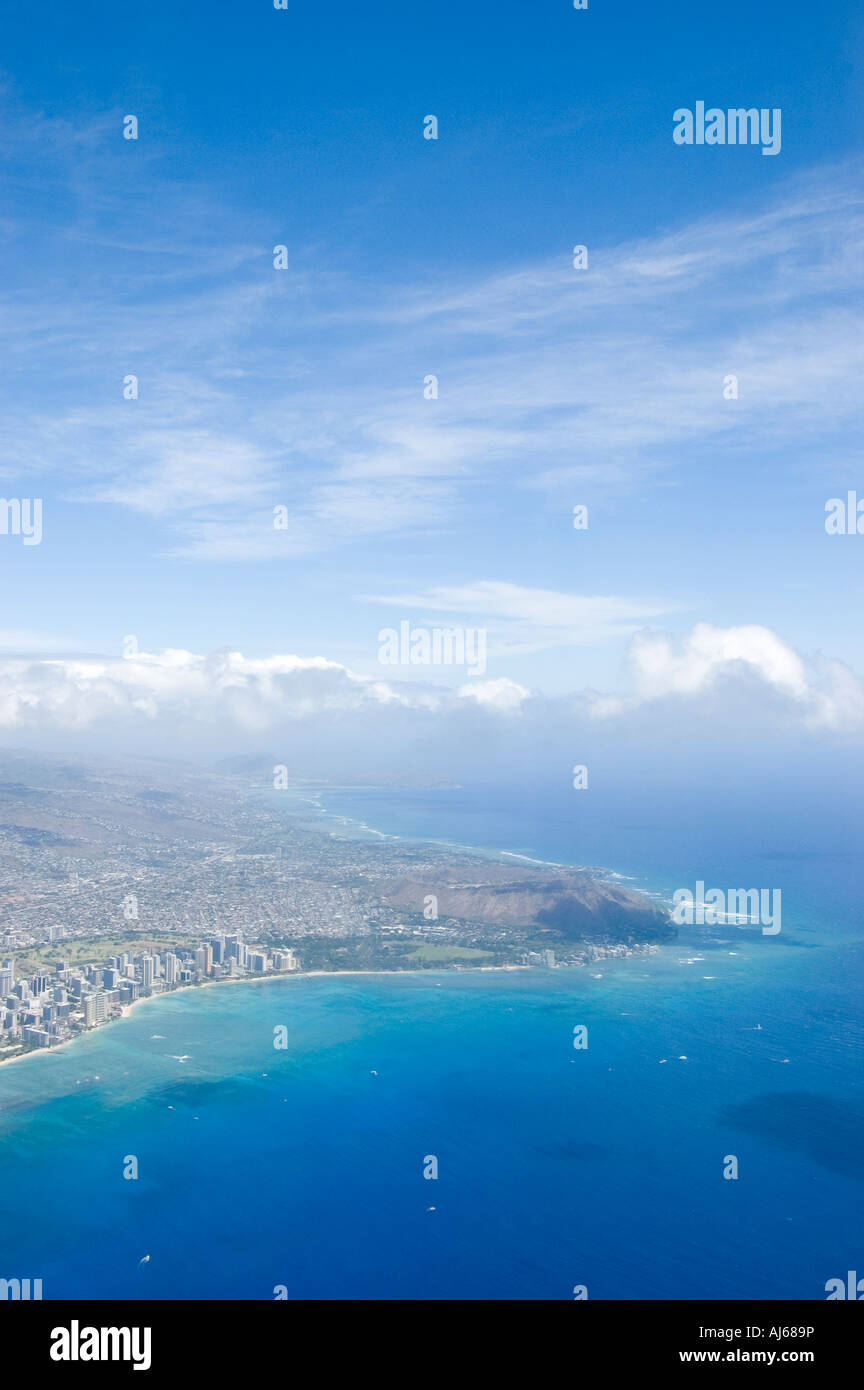 Aerial view of Honolulu Waikiki and Diamond Head Oahu Hawaii Stock ...