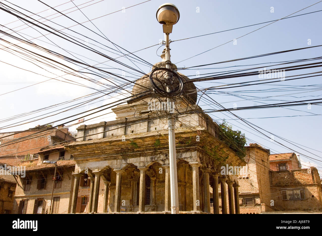 Patan NEPAL Asia Katmandu Kathmandu CITY electric cable electrification