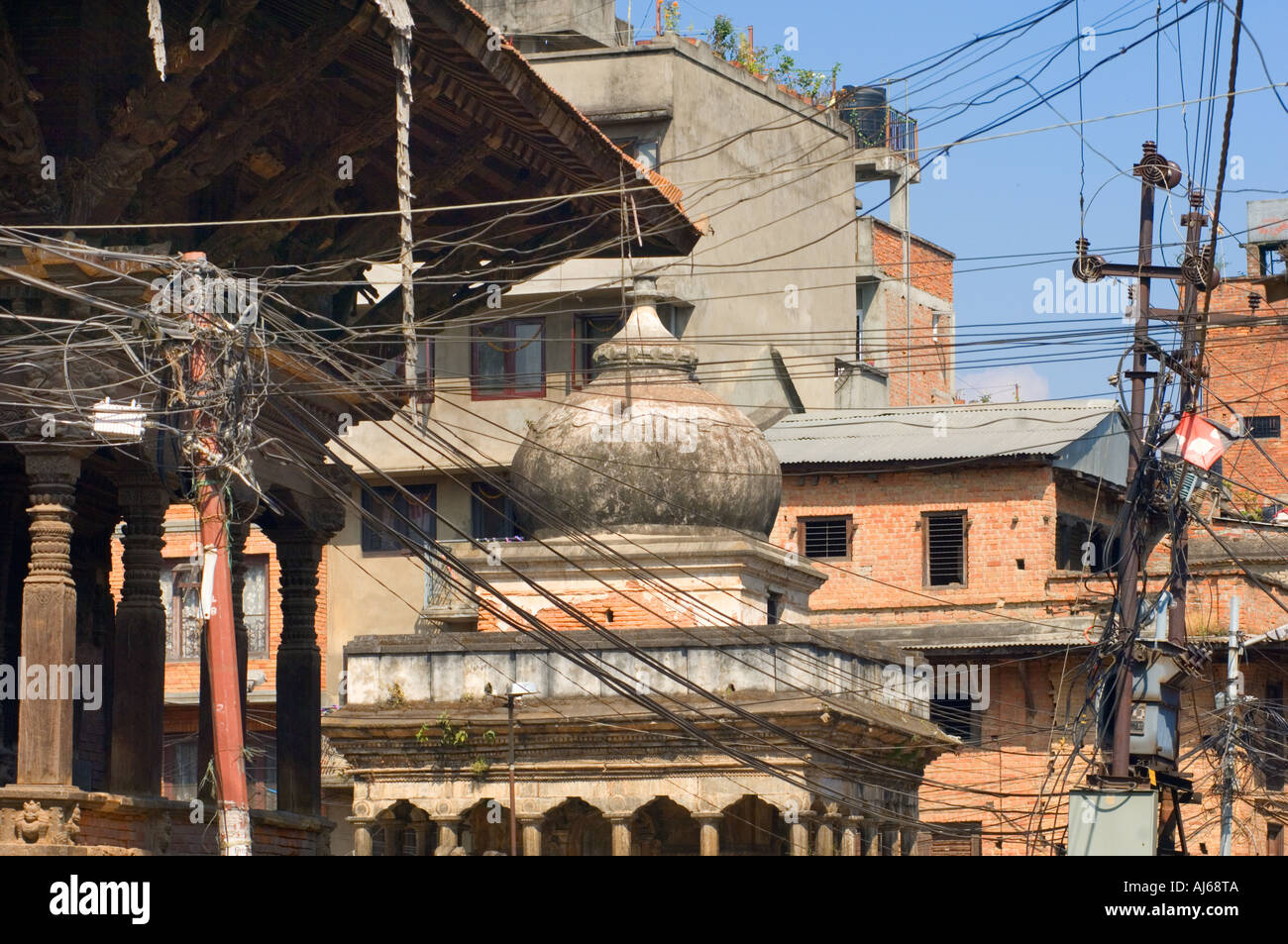 Patan NEPAL Asia Katmandu Kathmandu CITY electric cable electrification