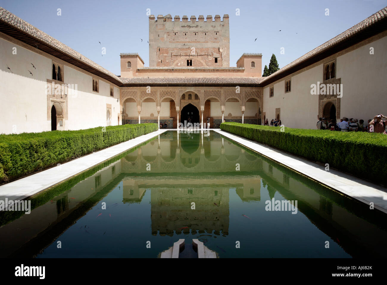 The reflecting pool in the Patio de los Arrayanes inside La Alhambra in ...
