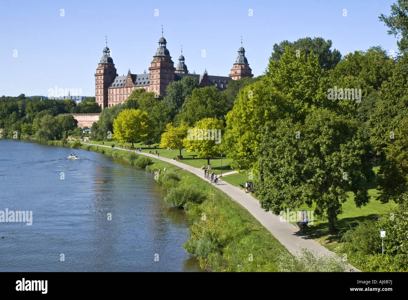 castle Johannisburg at Main river, Germany, Bavaria, Aschaffenburg Stock Photo