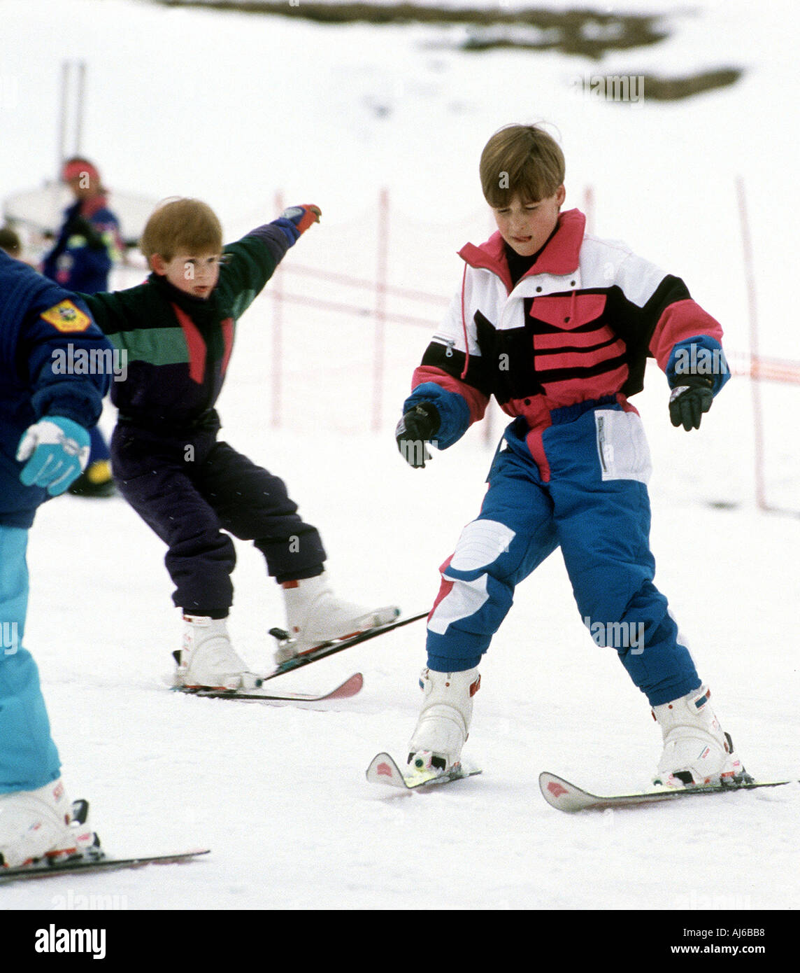 Prince William And Prince Harry Skiing In Lech Austria In 1991 Photo Stock Photo Alamy