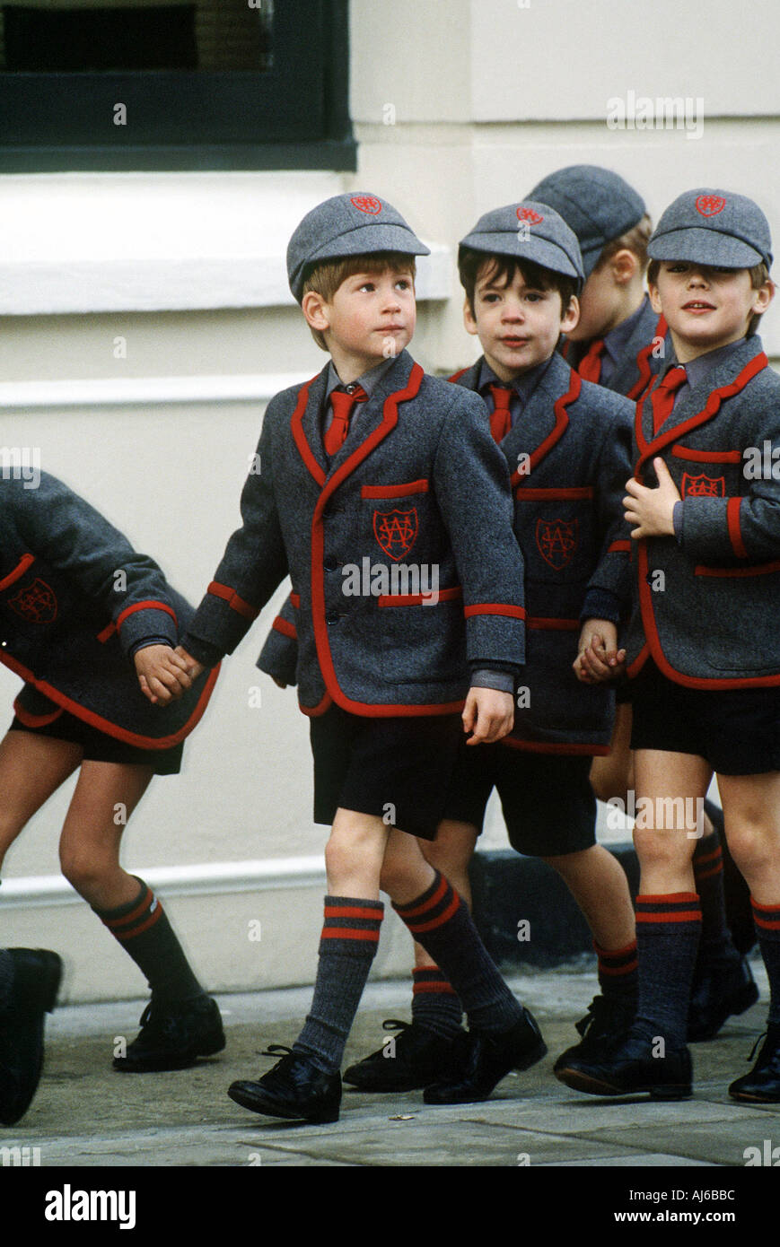Prince Harry with schoolfriends arrives for a Wetherby school carol
