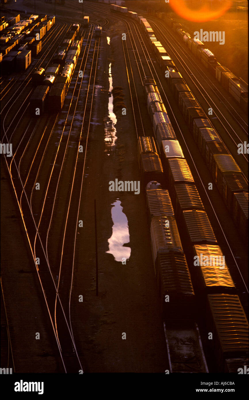 Trains in railroad hump yard in Ft Worth Texas Stock Photo Alamy